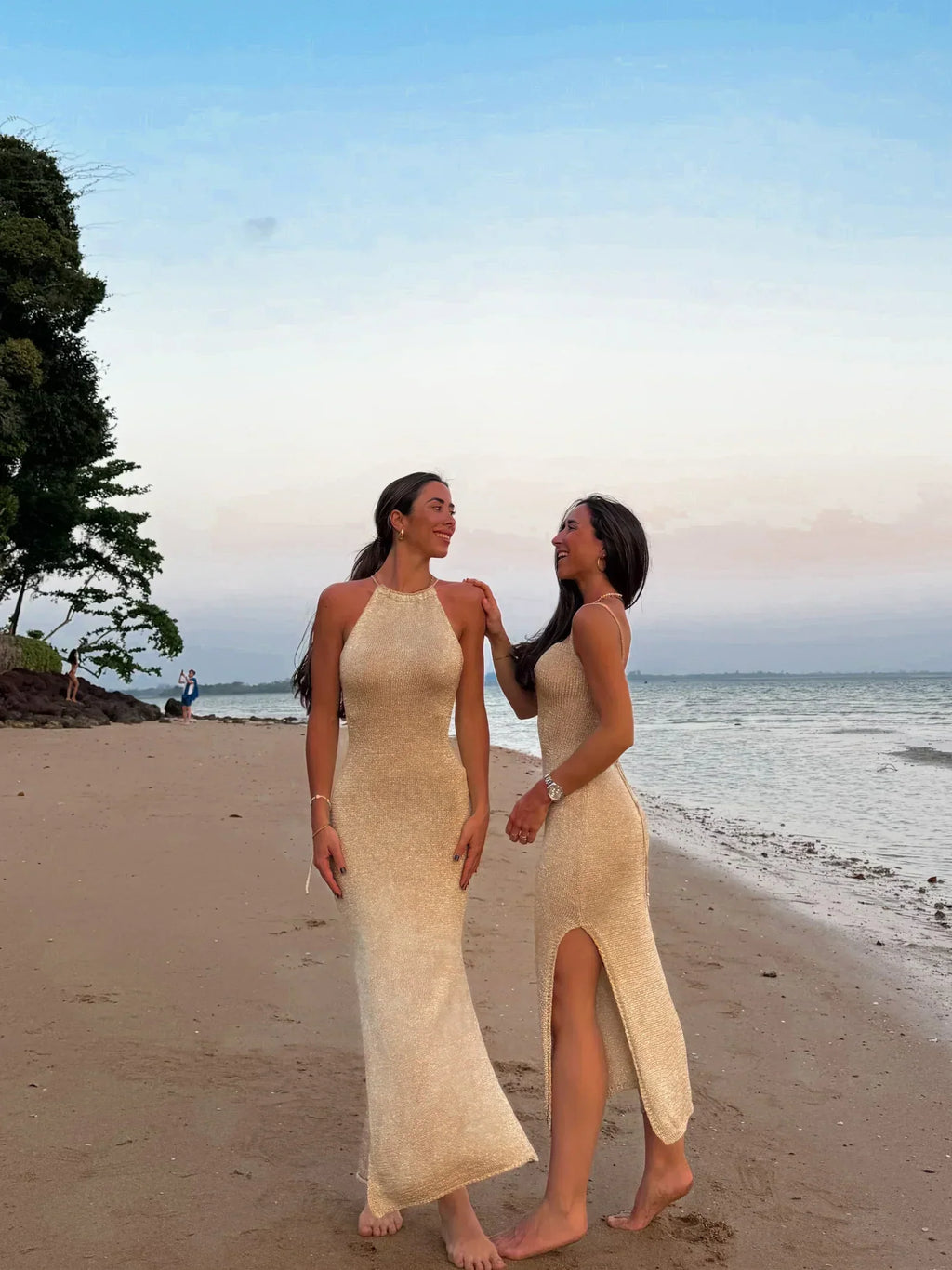 Women's Fitted Maxi Dress with Square Neck and Side Slit