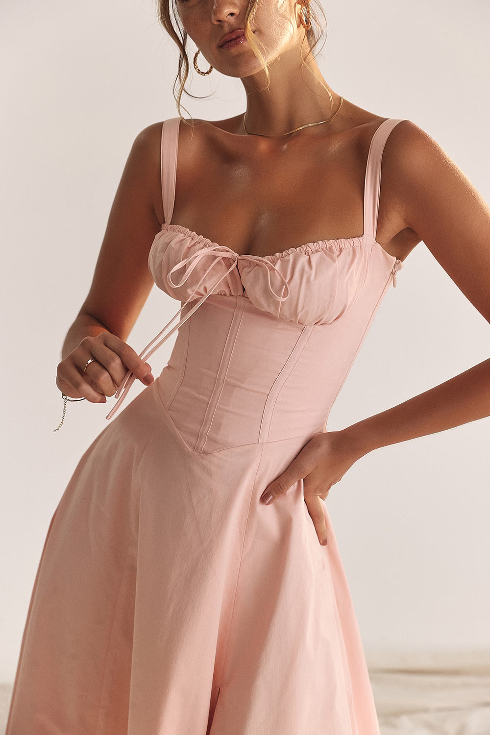 Bustier Bodice Midi Dress For Women