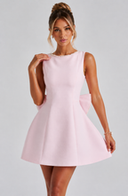 Round Neck Fit And Flare Mini Dress