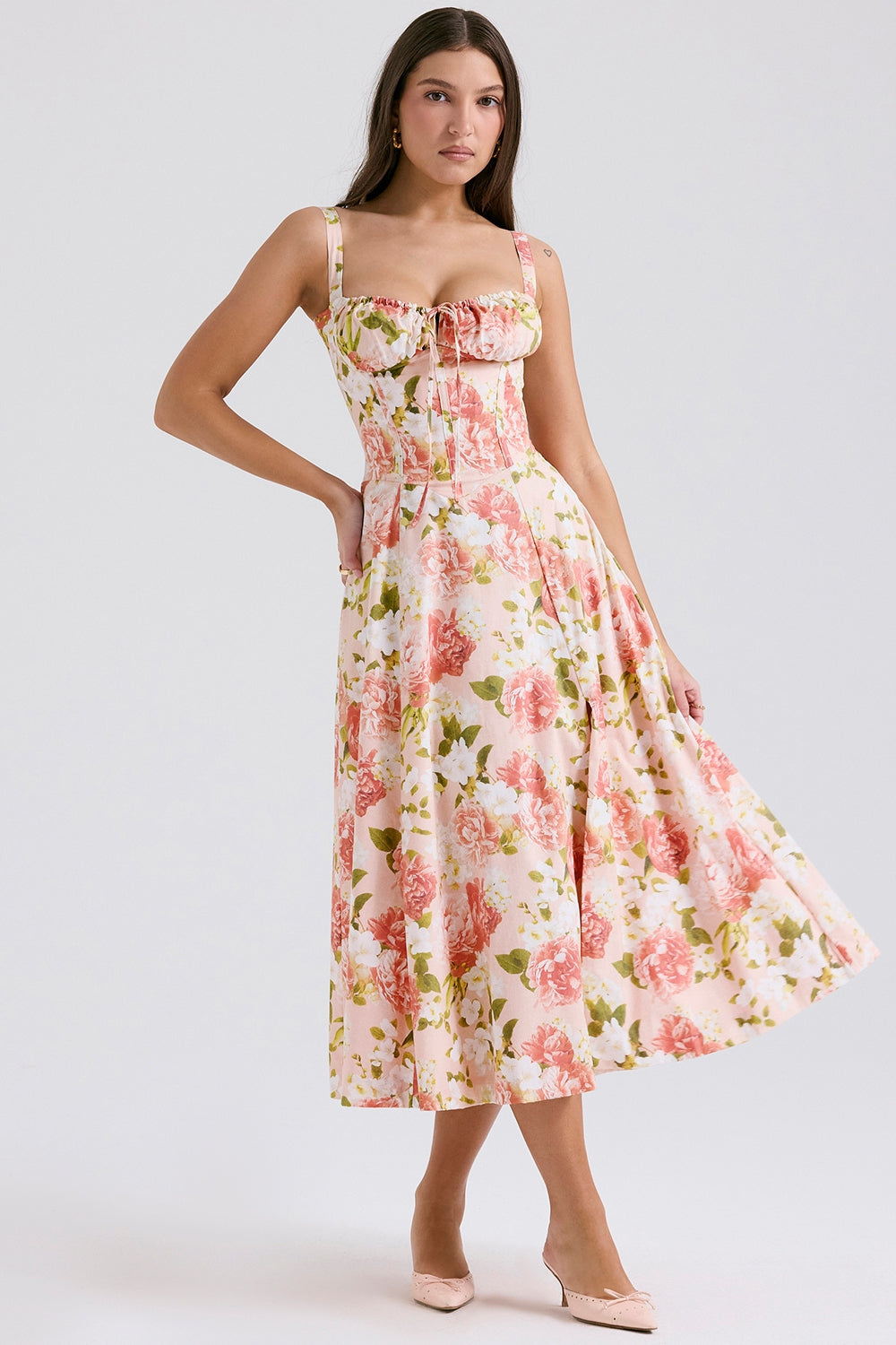 Sleeveless Floral Fit and Flare Dress