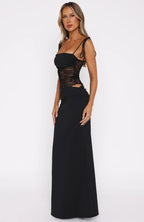 Lace Panel Strapless Maxi Dress Women