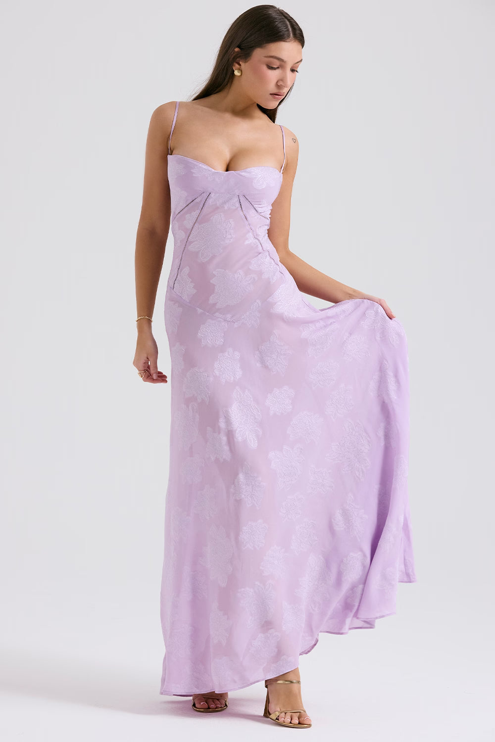 Women's Floral Print Maxi Dress with Adjustable Shoulder Straps