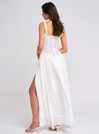 Square Neck Corset High Slit Maxi Dress