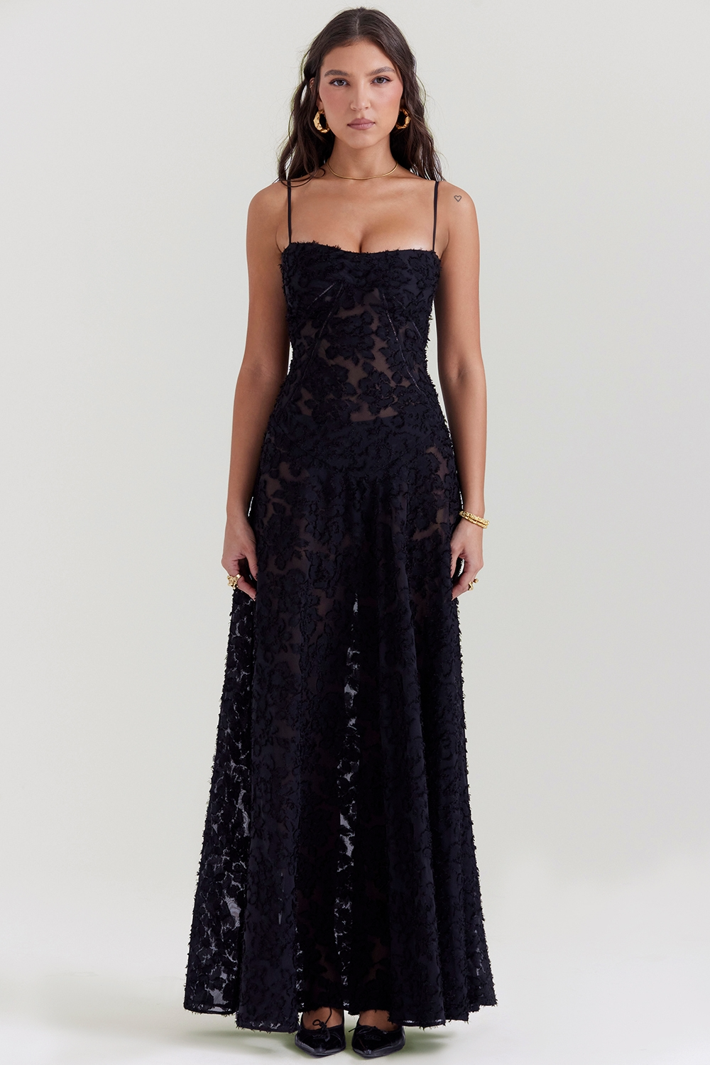 Women's Lace Up Back Floral Maxi Dress with Slim Fit