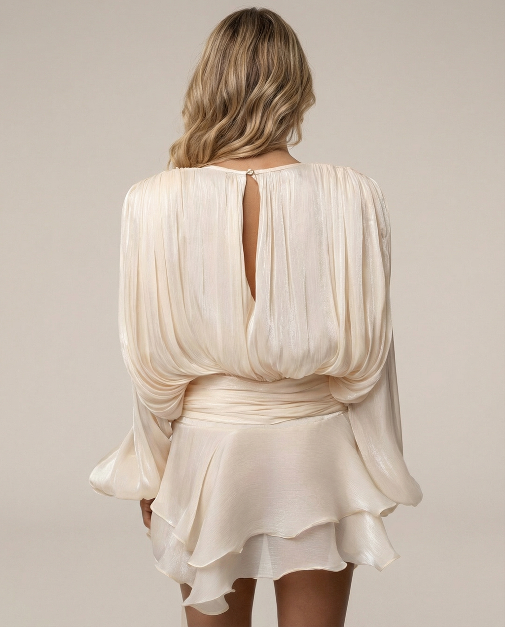Tie Waist Long Sleeve Mini Dress
