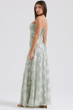 Women's Floral Print Maxi Dress with Adjustable Shoulder Straps