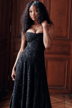 Women's Lace Up Back Floral Maxi Dress with Slim Fit