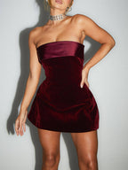 Velvet Strapless Bodycon Mini Dress