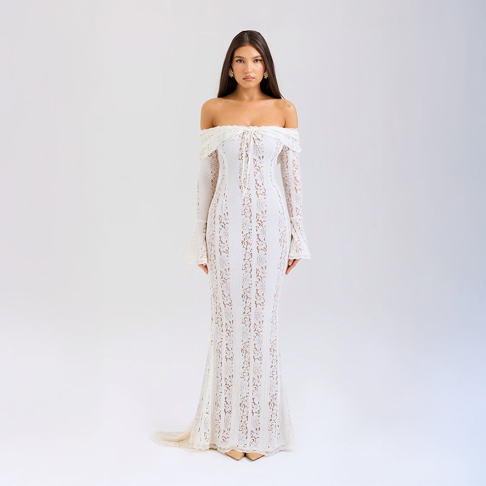 Off Shoulder Lace Maxi Dress Women
