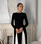 Contrast Panel Full Length Maxi Dress