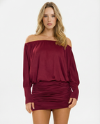 Off Shoulder Ruched Mini Dress