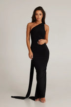 Women's Halter Neck Open Back Maxi Dress with Scarf Detail