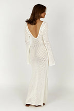 Long Sleeve Crochet Knit Maxi Dress Women