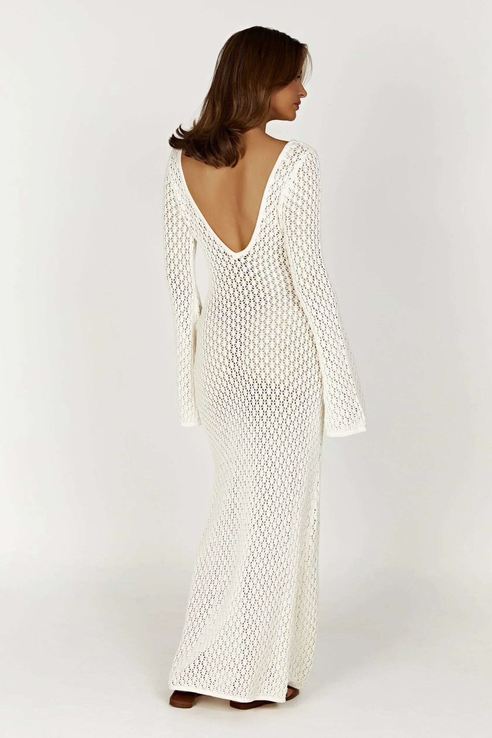 Long Sleeve Crochet Knit Maxi Dress Women