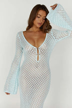 Long Sleeve Crochet Knit Maxi Dress Women