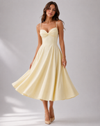 Sweetheart Bodice Swing Midi Dress For Women