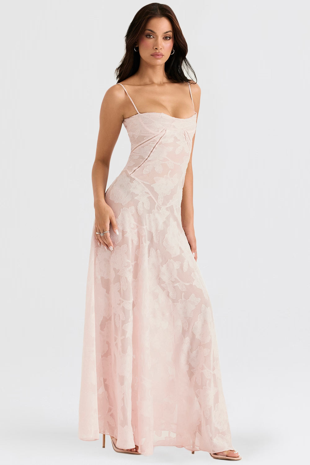 Women's Floral Print Maxi Dress with Adjustable Shoulder Straps