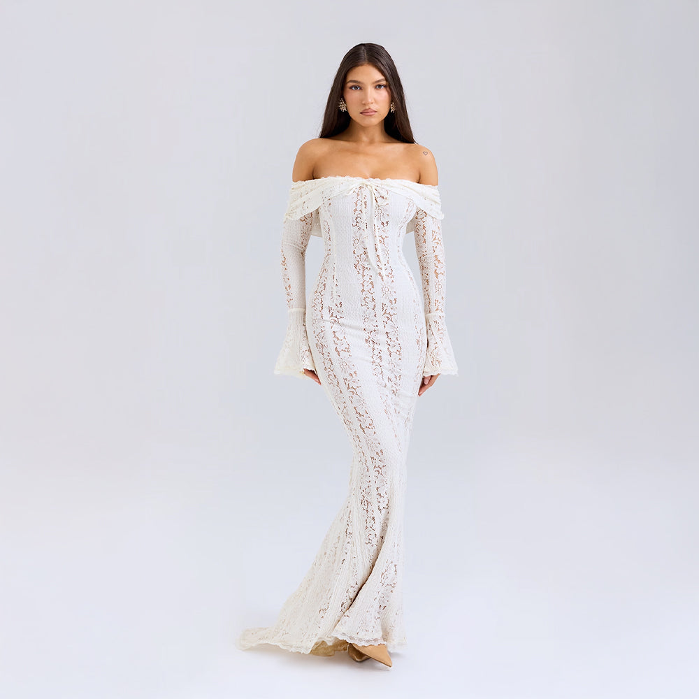 Off Shoulder Lace Maxi Dress Women