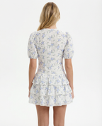 V Neck Floral Mini Dress With Ruffles