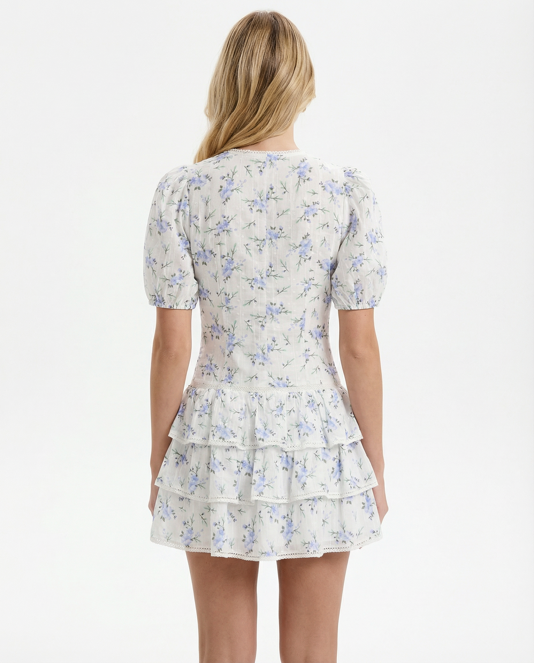 V Neck Floral Mini Dress With Ruffles