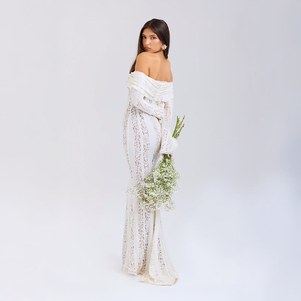 Off Shoulder Lace Maxi Dress Women