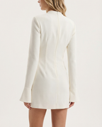 Long Sleeve Mini Dress With Flap Pockets