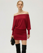 Off Shoulder Ruched Mini Dress