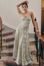 Women's Lace Up Back Floral Maxi Dress with Slim Fit