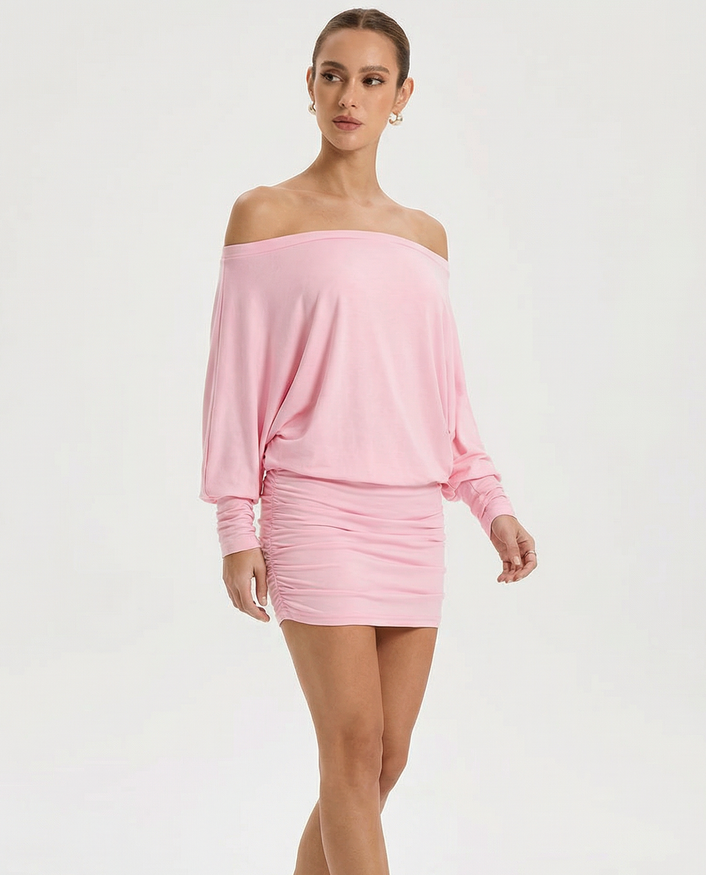 Off Shoulder Ruched Mini Dress