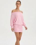 Off Shoulder Ruched Mini Dress