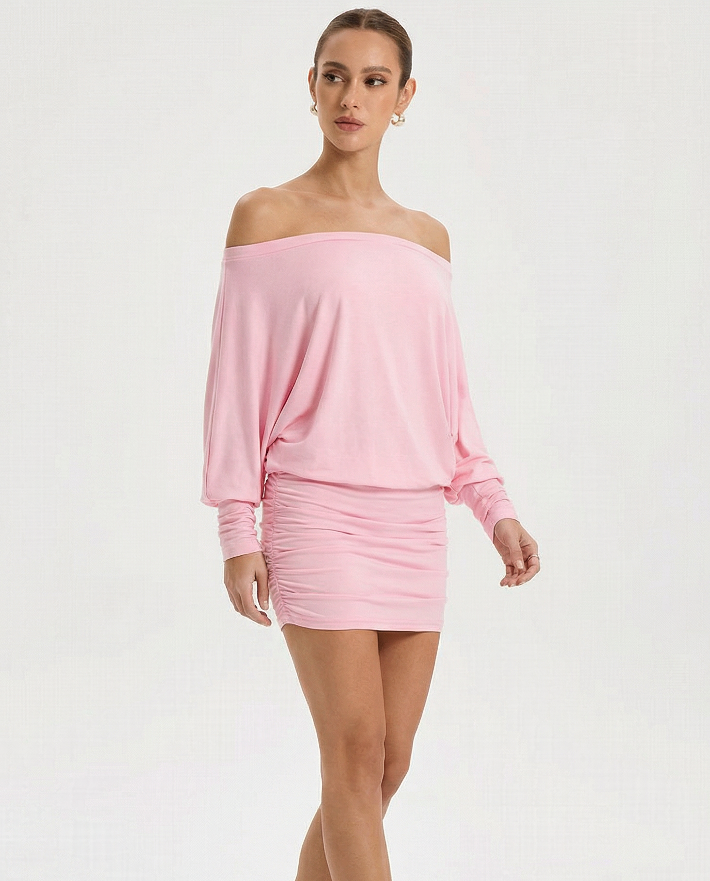 Off Shoulder Ruched Mini Dress
