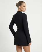 Long Sleeve Mini Dress With Flap Pockets