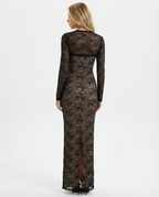 Women's Long Sleeve Bodycon Lace Dress with Sweetheart Neckline