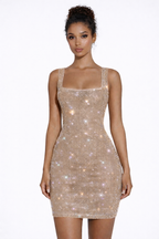 Square Neck Sequin Bodycon Mini Dress