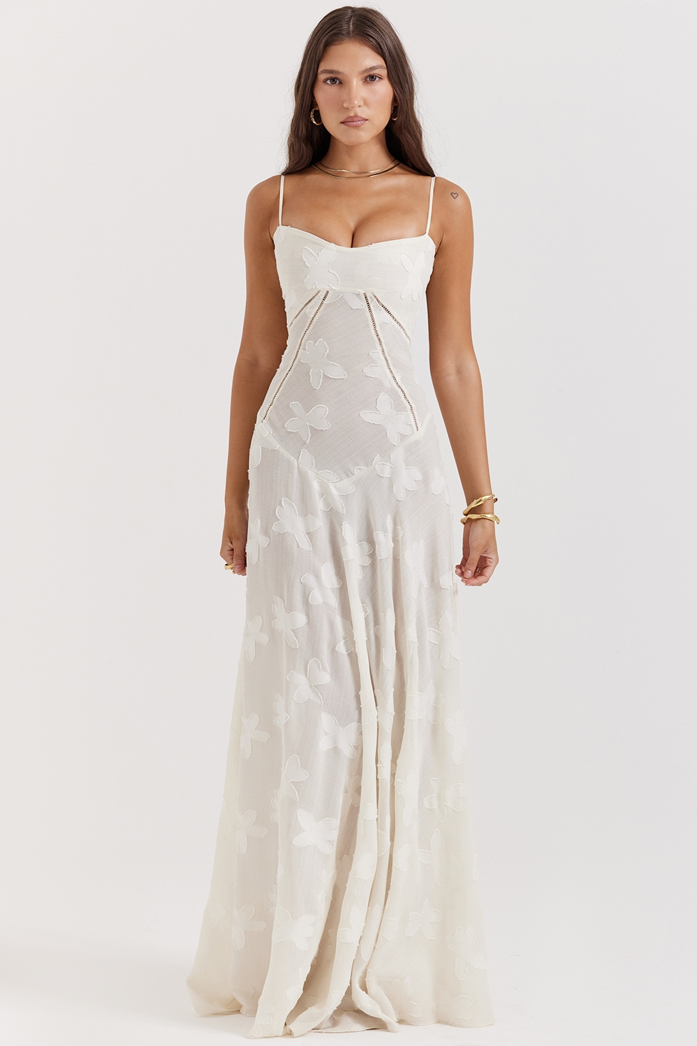 Women's Lace Up Back Floral Maxi Dress with Slim Fit