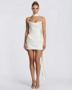 Strapless Draped Corset Mini Dress With Drape