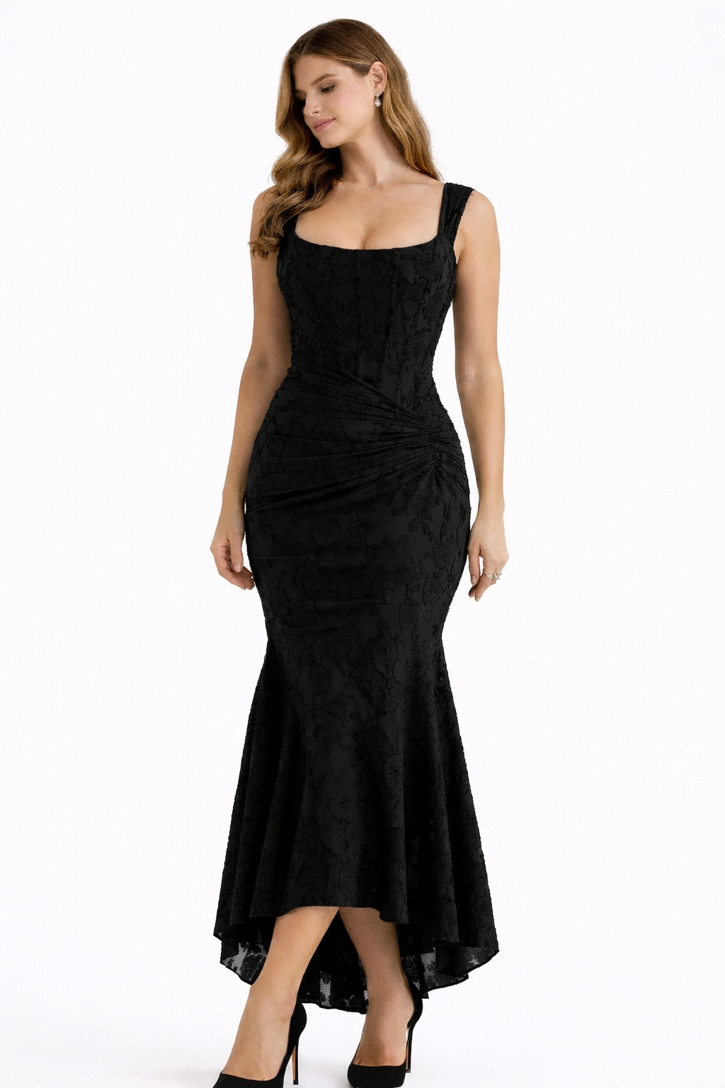 Women's Ruched Mermaid Midi Dress