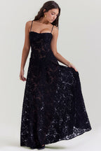 Women's Floral Print Maxi Dress with Adjustable Shoulder Straps