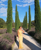 Women's Fitted Maxi Dress with One Shoulder and Tie Back