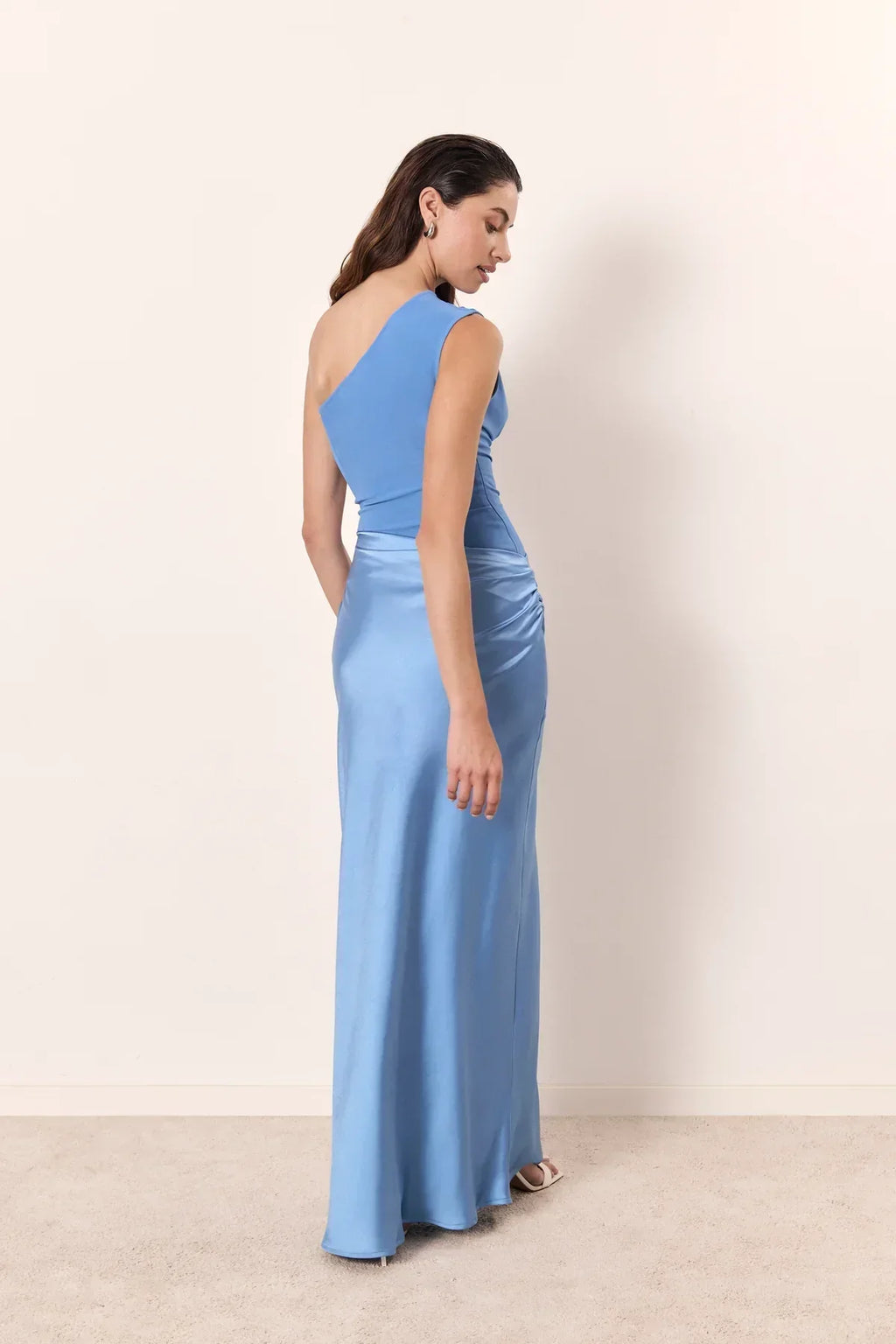 Asymmetric Neck Fitted Maxi Dress