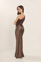 Asymmetric Neck Fitted Maxi Dress