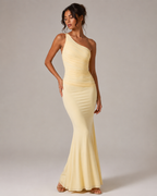 Women's One Shoulder Mermaid Maxi Dress with Back Drape