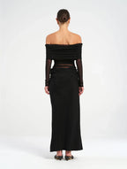 Women's Long Sleeve Off Shoulder Maxi Dress with Cutout Detail