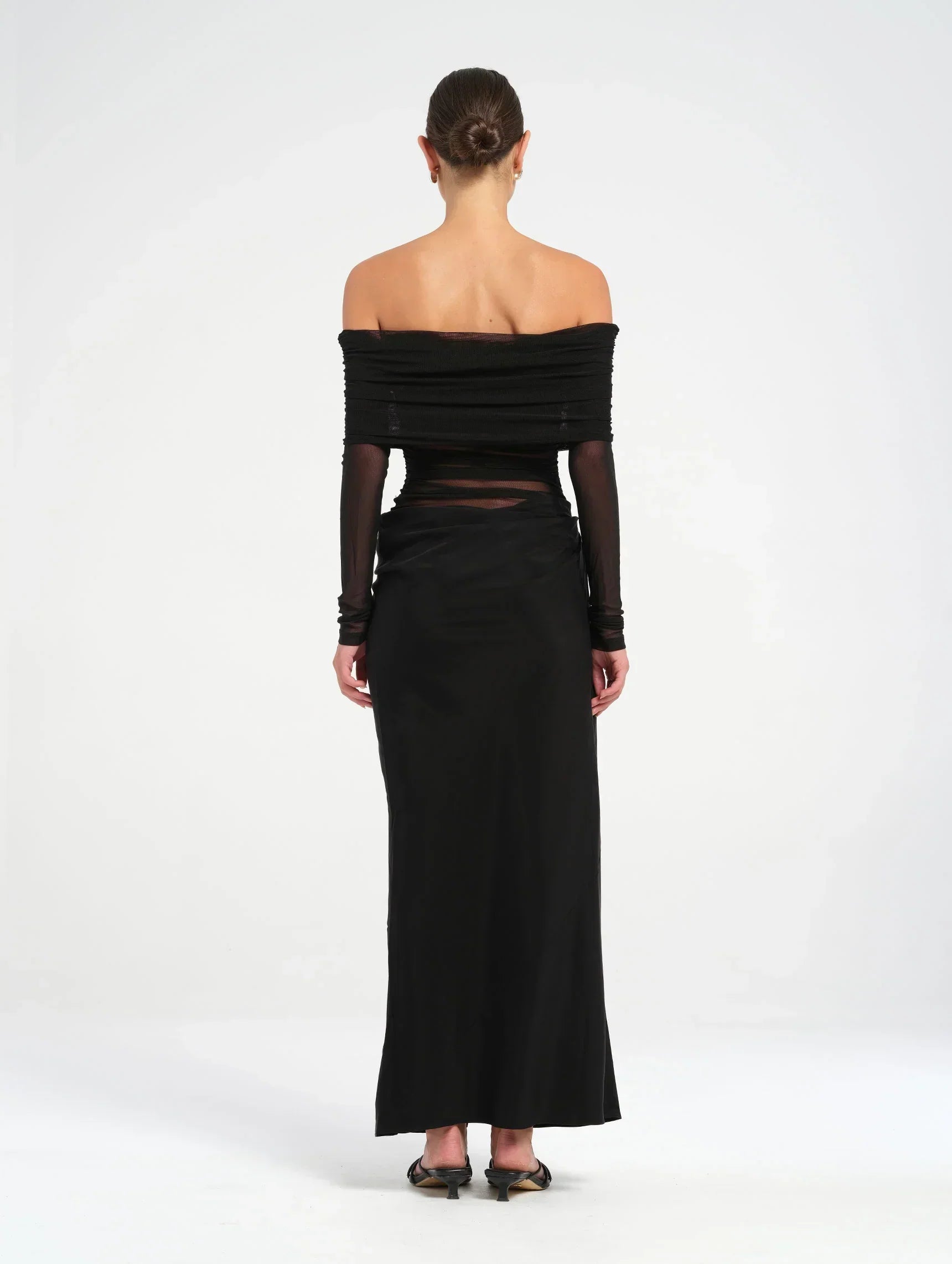 Women's Long Sleeve Off Shoulder Maxi Dress with Cutout Detail