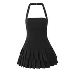 Halter Neck Flared Mini Dress