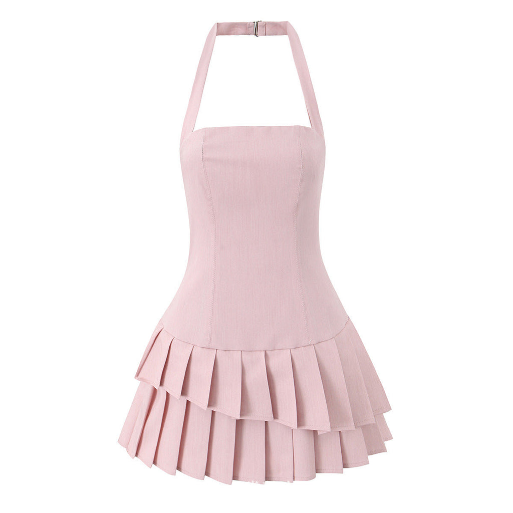 Halter Neck Flared Mini Dress