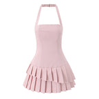 Halter Neck Flared Mini Dress