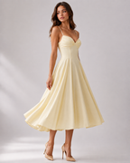 Sweetheart Bodice Swing Midi Dress For Women