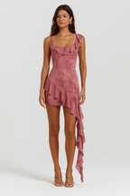 Square Neck Asymmetric Hem Mini Dress