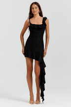 Square Neck Asymmetric Hem Mini Dress